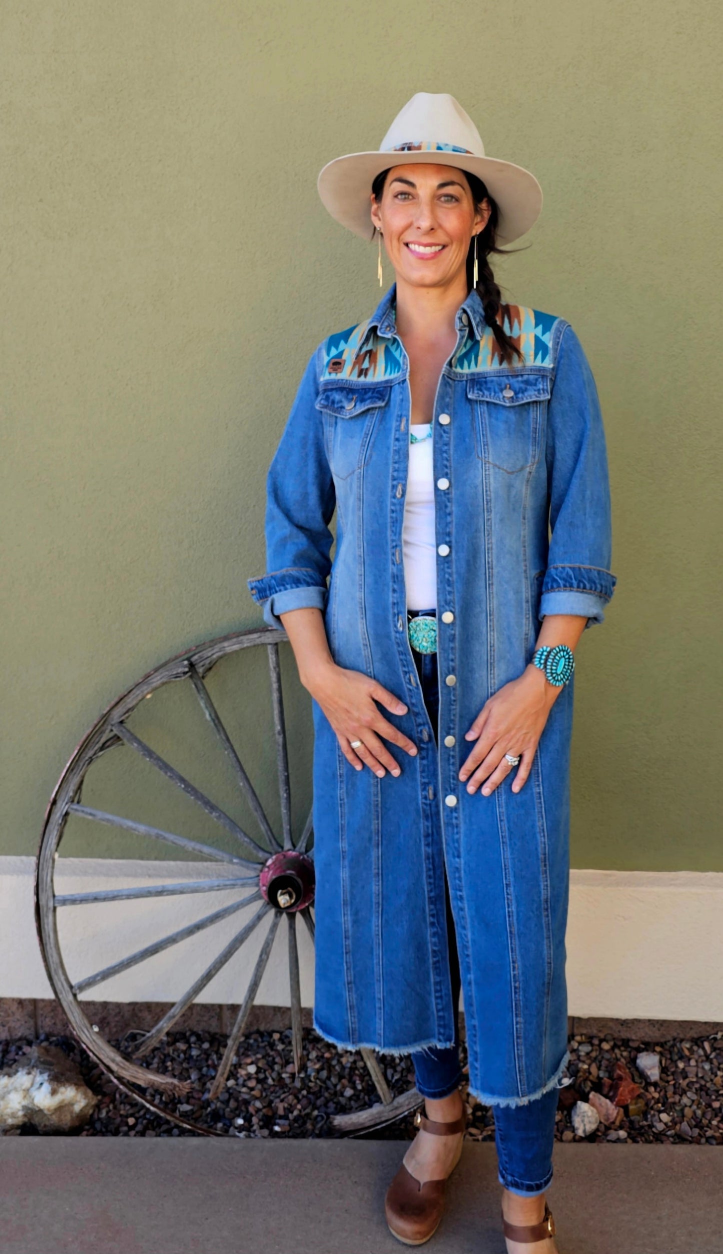 Denim Duster Jacket - Rancho Arroyo Turquoise