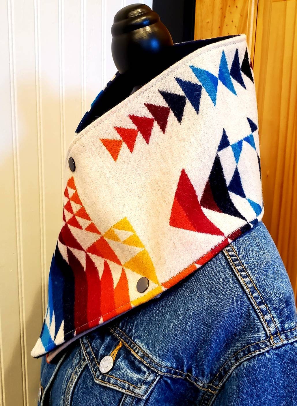 Women's Wool Cowl, Western Cowl, Equestrian Bandana, Snap Scarf, Rainbow Cowl, Winter Accessories, Women's Wild Rags, Hygge Gifts, Mom Gifts