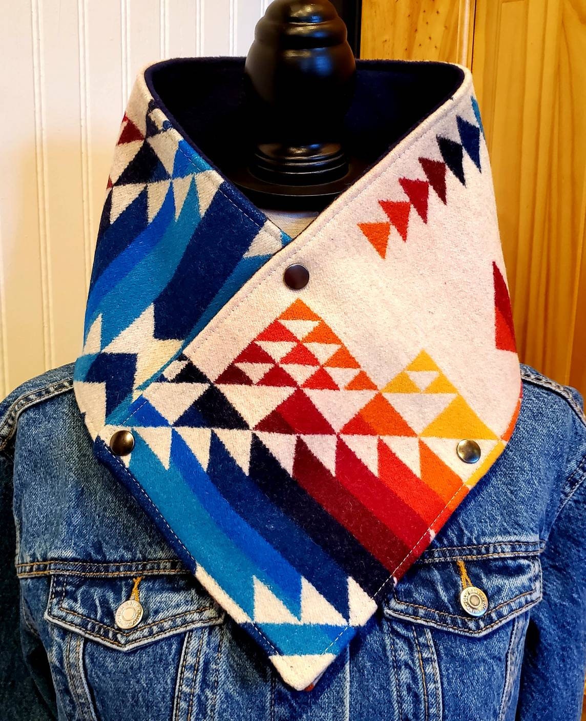 Women's Wool Cowl, Western Cowl, Equestrian Bandana, Snap Scarf, Rainbow Cowl, Winter Accessories, Women's Wild Rags, Hygge Gifts, Mom Gifts