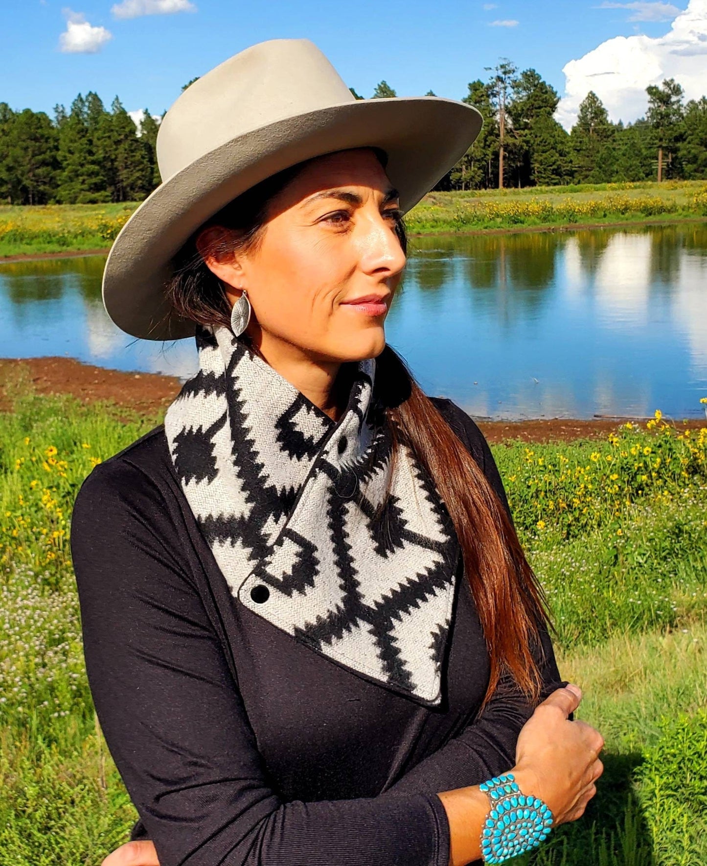 Women's Wool Cowl, Western Cowl, Equestrian Bandana, Ranch Scarf, Cowgirl Cowl, Aztec Scarf, Equestrian Gifts, Rodeo Scarf, Wife Gifts