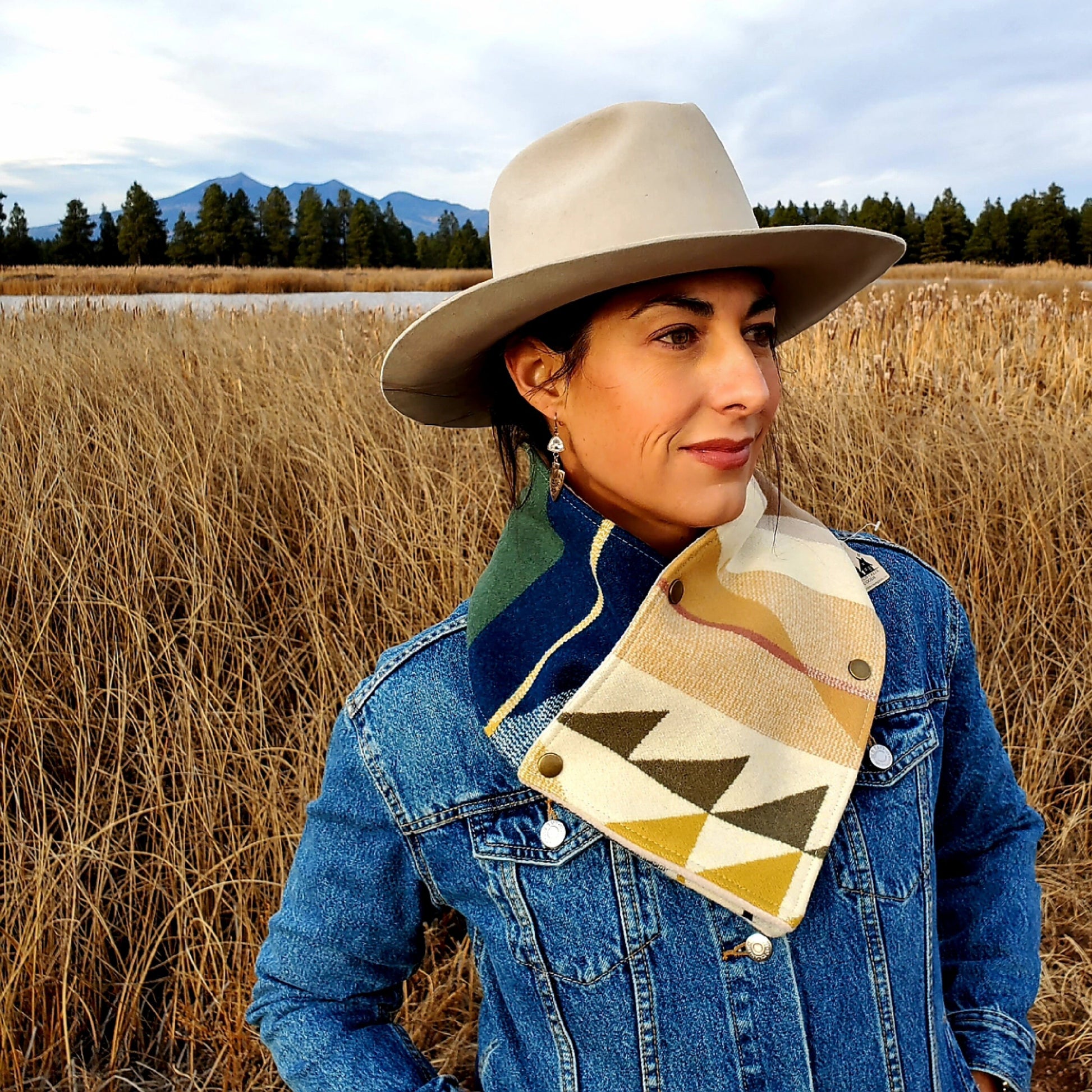 Women's Wool Cowl, Wild Rag, Buckaroo Cowl, Cowboy Cowl, Equestrian Bandana, Handmade Scarf Women, Western Cowl, Aztec Scarf, Accessories