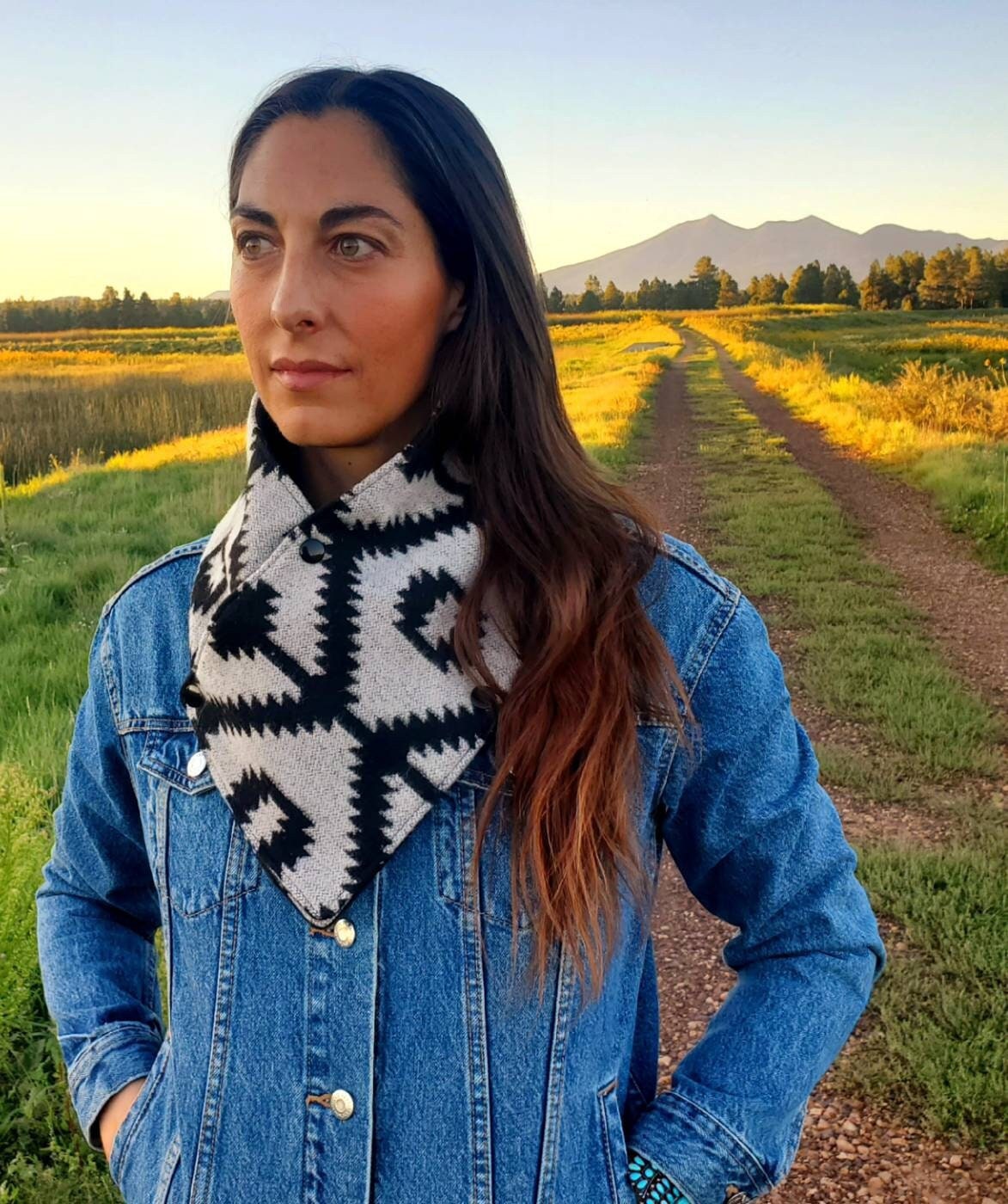 Women's Wool Cowl, Western Cowl, Equestrian Bandana, Ranch Scarf, Cowgirl Cowl, Aztec Scarf, Equestrian Gifts, Rodeo Scarf, Wife Gifts