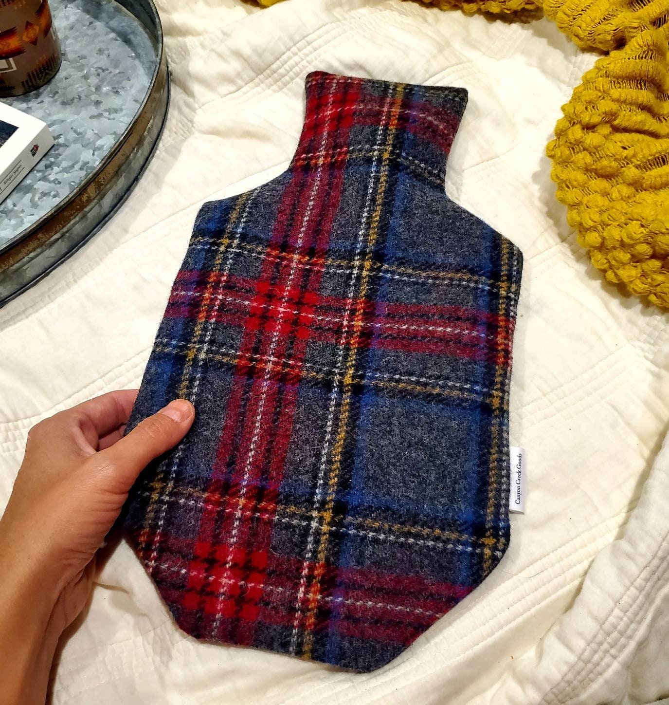 Hot Water Bottle Cover, Heat Pack, Winter Accessories, Grandpa Gifts, Get Well Soon Gifts, Pain Relief Gifts, Bed Warmer, Tartan Plaid