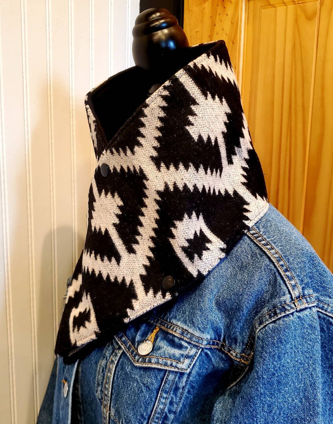 Women's Wool Cowl, Wild Rags, Buckaroo Cowl, Neck Wrap, Southwestern Cowl, Cowboy Cowl, Aztec Scarf, Western Wool Bandana, Motorcycle Scarf