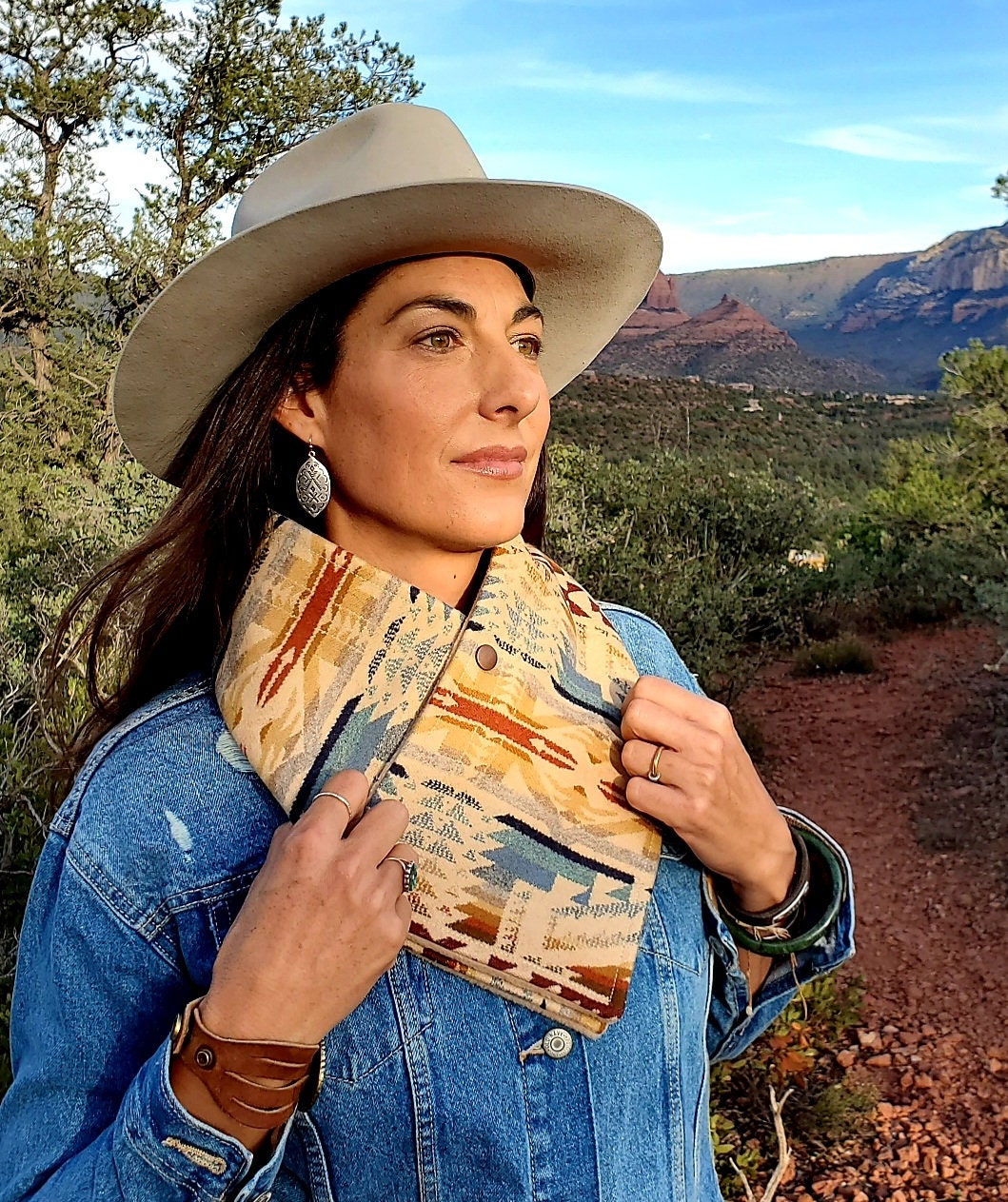 Wool Wild Rag, Cowgirl Gifts, Wool Neck Wrap, Cowboy Cowl, Buckaroo Cowl, Triangle Scarf, Women Skiing Gifts, Fishing Gift Women