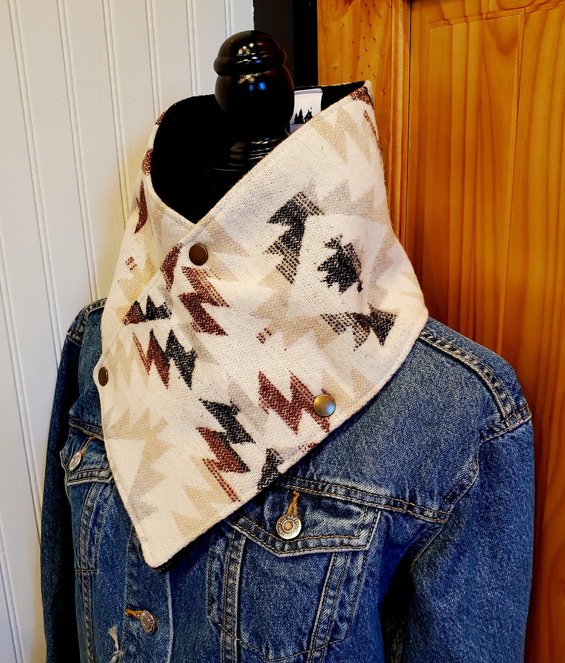 Women's Wool Cowl, Western Cowl, Equestrian Bandana, Cowgirl Cowl, Aztec Cowl, Riding Scarf, Rodeo Cowl, Wife Gifts, Unique Gifts, Wild Rags