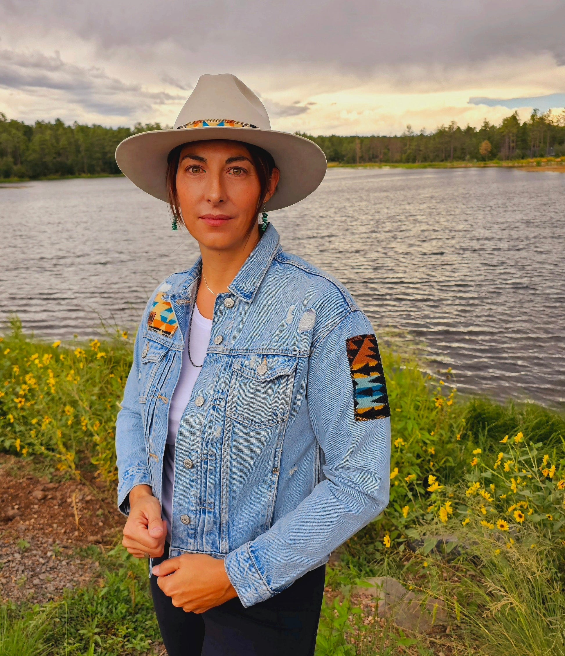 Women's Western Jacket, Upcycled Denim Jacket, Jean Jacket, Cowgirl Jacket, Unique Gifts, Southwest Denim Jacket, Western Wear, Aztec Denim