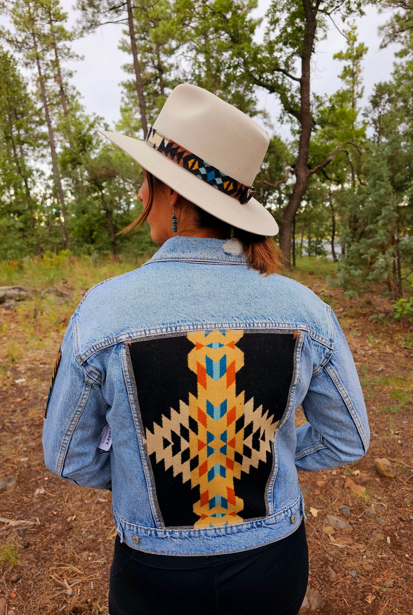 Women's Western Jacket, Upcycled Denim Jacket, Jean Jacket, Cowgirl Jacket, Unique Gifts, Southwest Denim Jacket, Western Wear, Aztec Denim